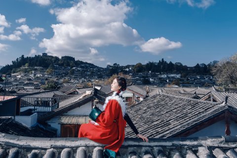 皓月繁花•观古城全景旅拍美宿(丽江古城大水车店)