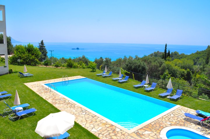 Apartments with View and a Swimming Pool in Corfu Pelekas Beach
