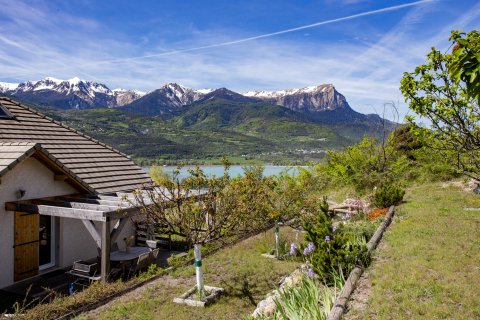 Exceptional View of the Serre-ponçon Lake, Embrun Beach and Mountains